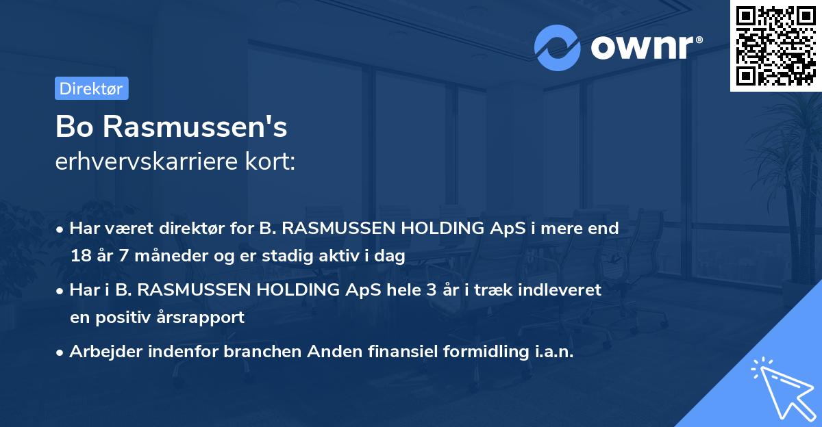 Bo Rasmussen's erhvervskarriere kort