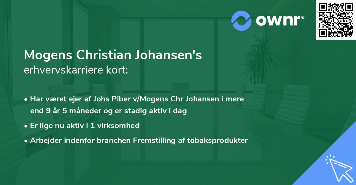 Mogens Christian Johansen's erhvervskarriere kort