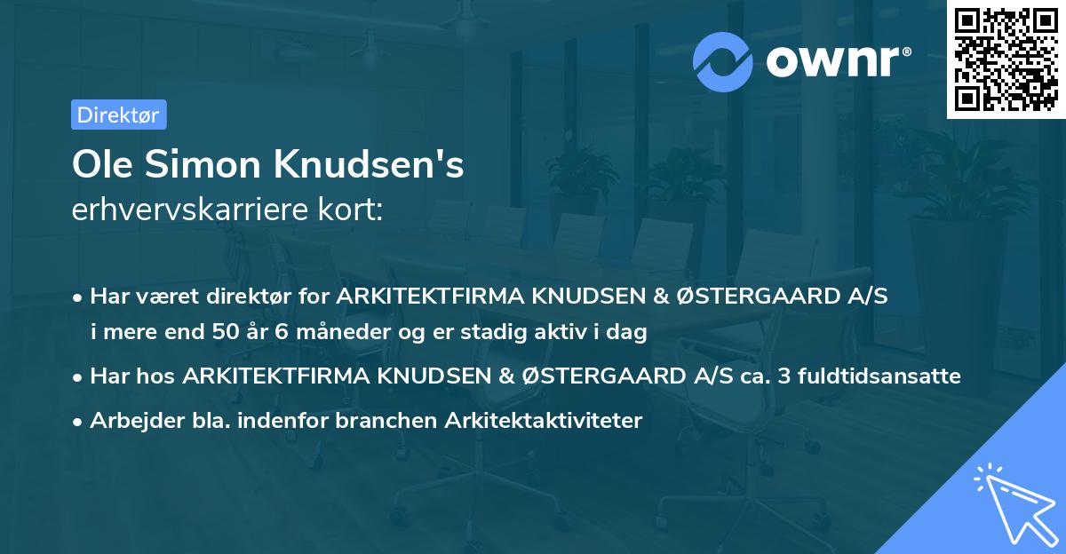 Ole Simon Knudsen's erhvervskarriere kort