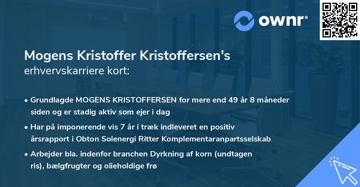 Mogens Kristoffer Kristoffersen's erhvervskarriere kort