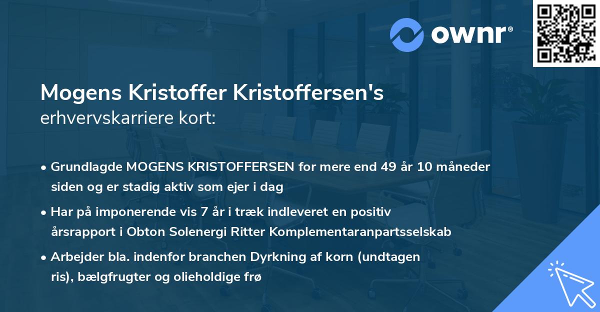 Mogens Kristoffer Kristoffersen's erhvervskarriere kort