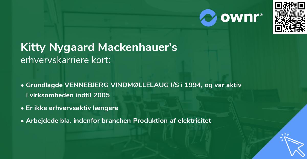 Kitty Nygaard Mackenhauer's erhvervskarriere kort