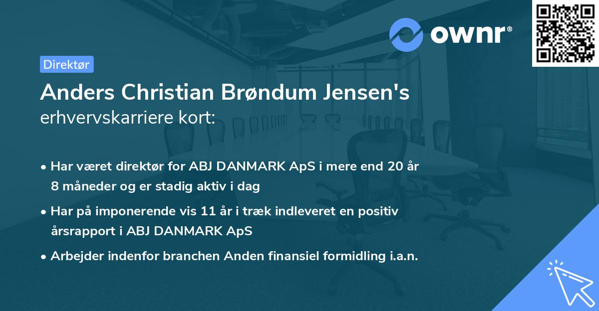 Anders Christian Brøndum Jensen's erhvervskarriere kort