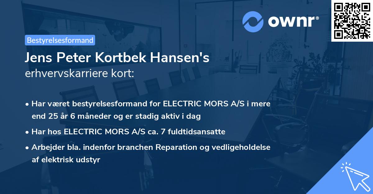 Jens Peter Kortbek Hansen's erhvervskarriere kort