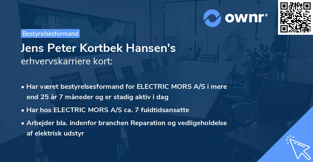 Jens Peter Kortbek Hansen's erhvervskarriere kort