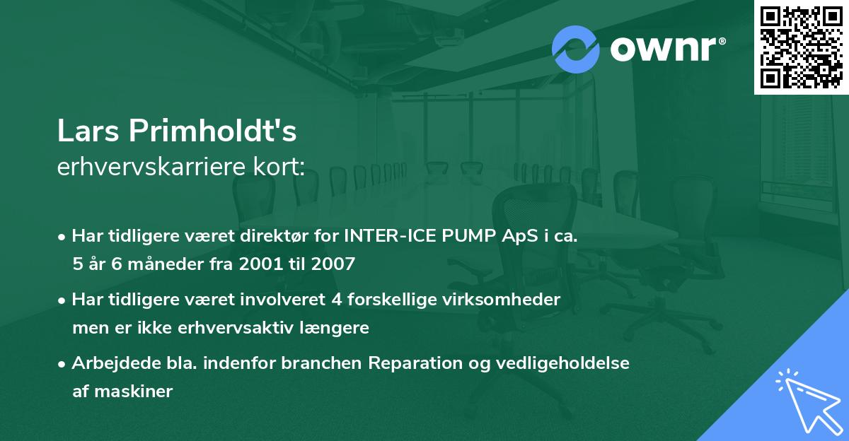 Lars Primholdt's erhvervskarriere kort