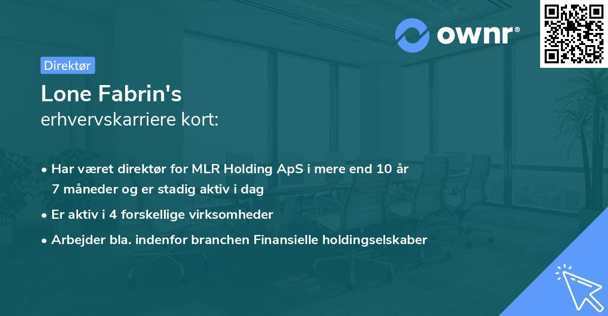 Lone Fabrin's erhvervskarriere kort