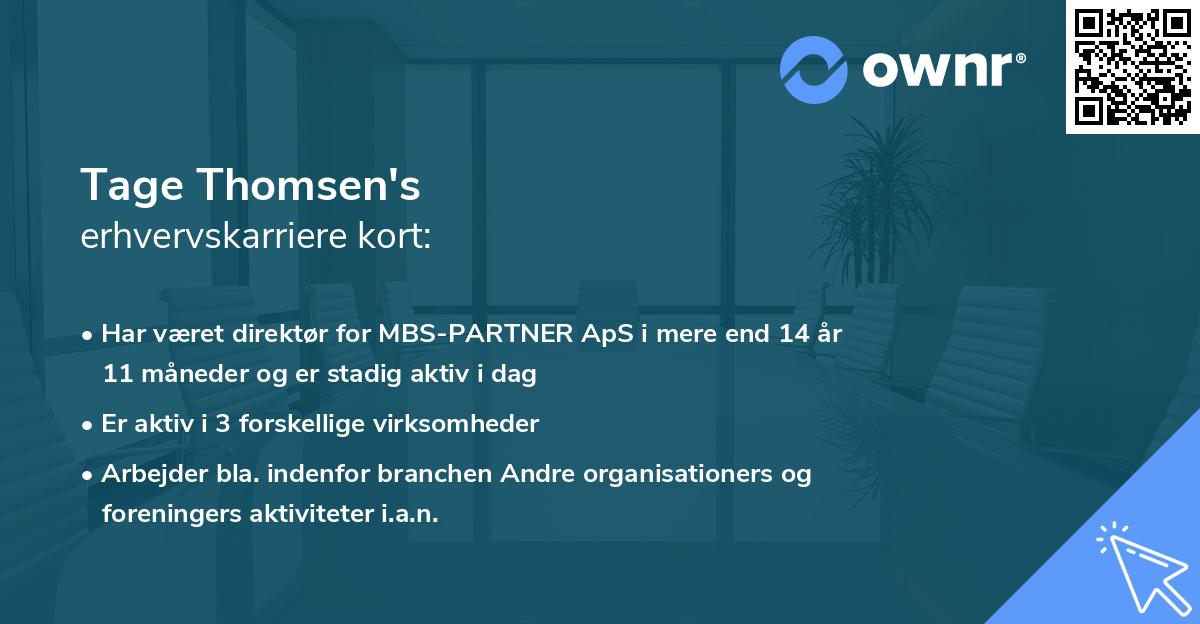 Tage Thomsen's erhvervskarriere kort