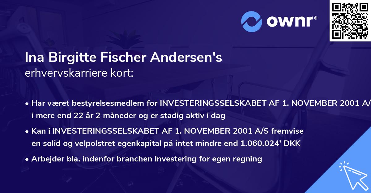 Ina Birgitte Fischer Andersen's erhvervskarriere kort