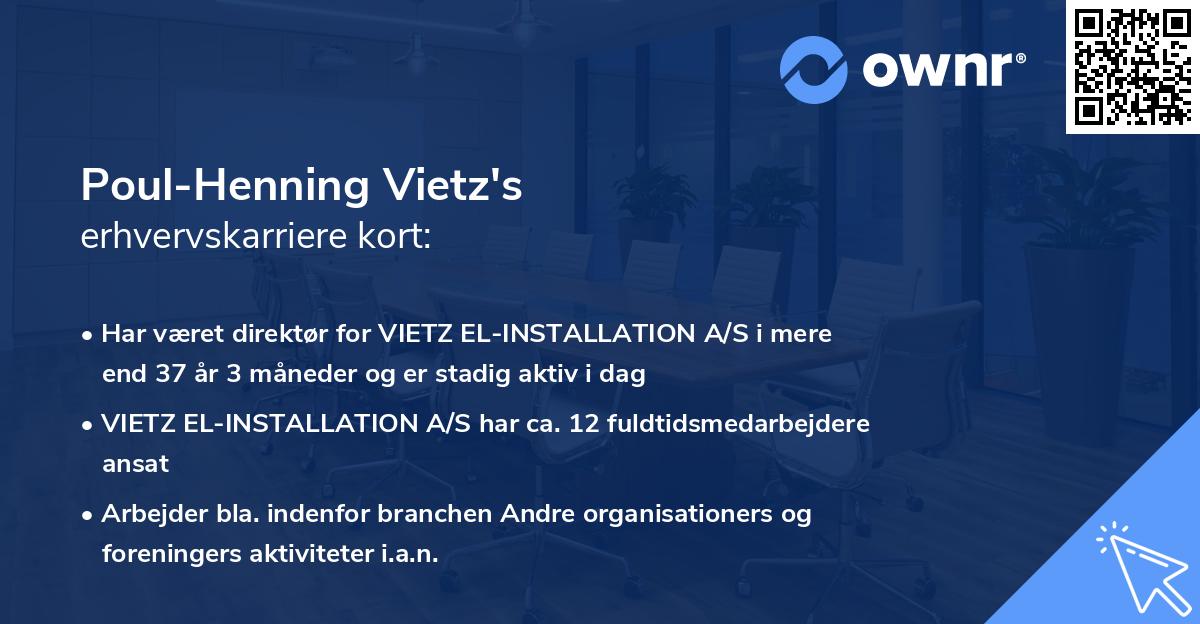 Poul-Henning Vietz's erhvervskarriere kort