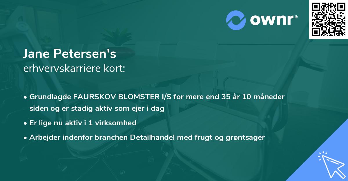 Jane Petersen's erhvervskarriere kort