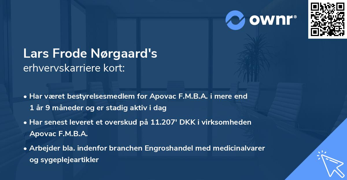 Lars Frode Nørgaard's erhvervskarriere kort