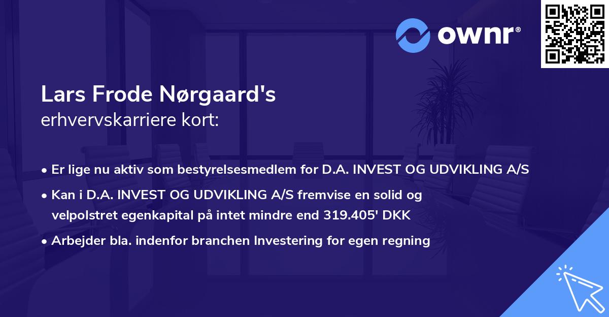 Lars Frode Nørgaard's erhvervskarriere kort