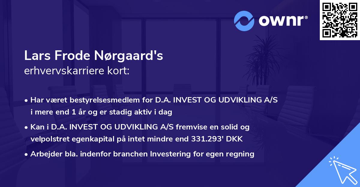Lars Frode Nørgaard's erhvervskarriere kort