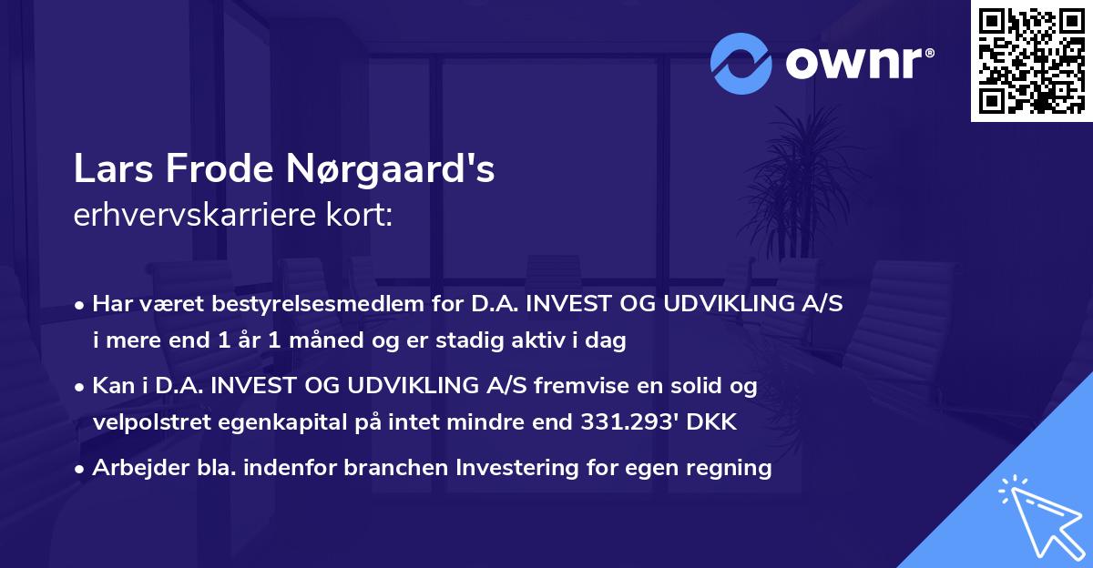 Lars Frode Nørgaard's erhvervskarriere kort