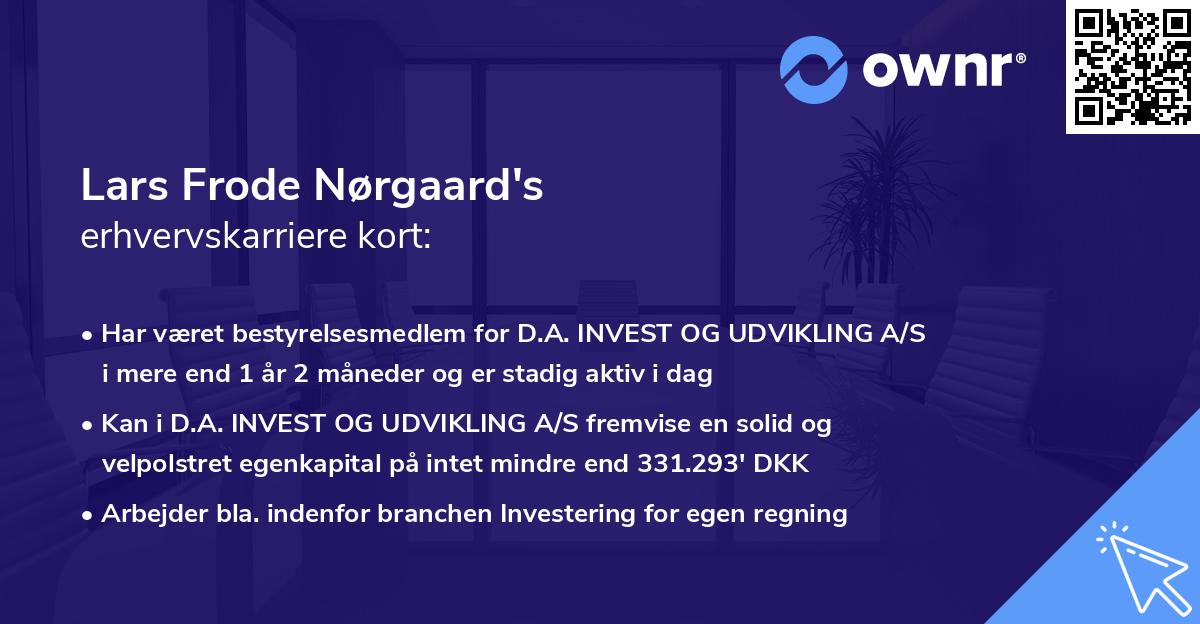 Lars Frode Nørgaard's erhvervskarriere kort