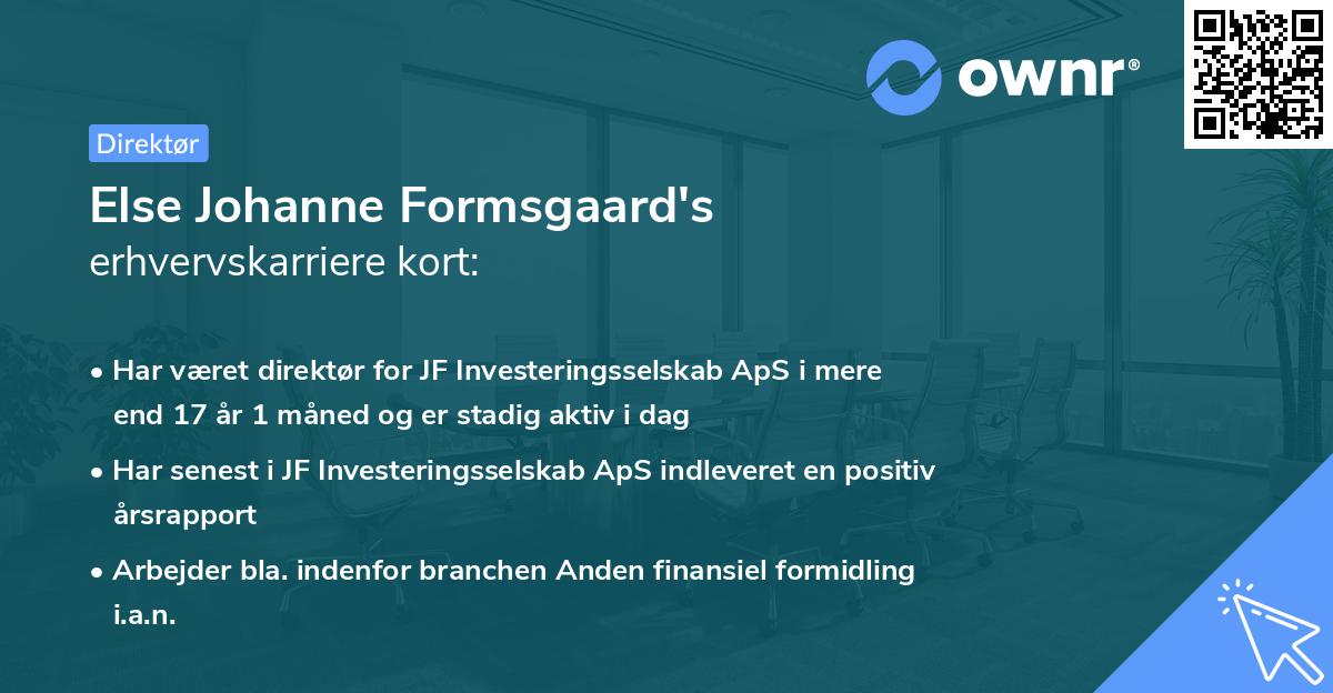 Else Johanne Formsgaard's erhvervskarriere kort