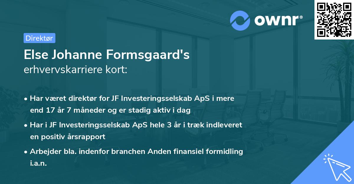 Else Johanne Formsgaard's erhvervskarriere kort