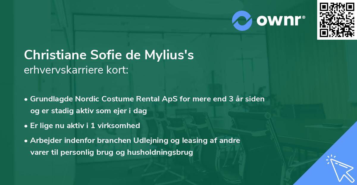 Christiane Sofie de Mylius's erhvervskarriere kort