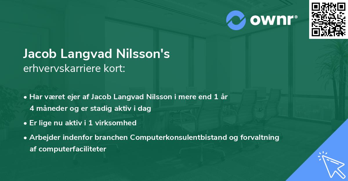 Jacob Langvad Nilsson's erhvervskarriere kort