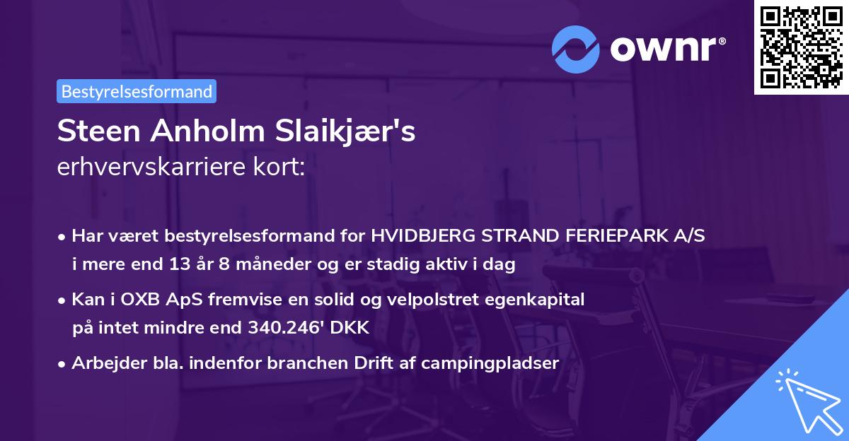 Steen Anholm Slaikjær's erhvervskarriere kort