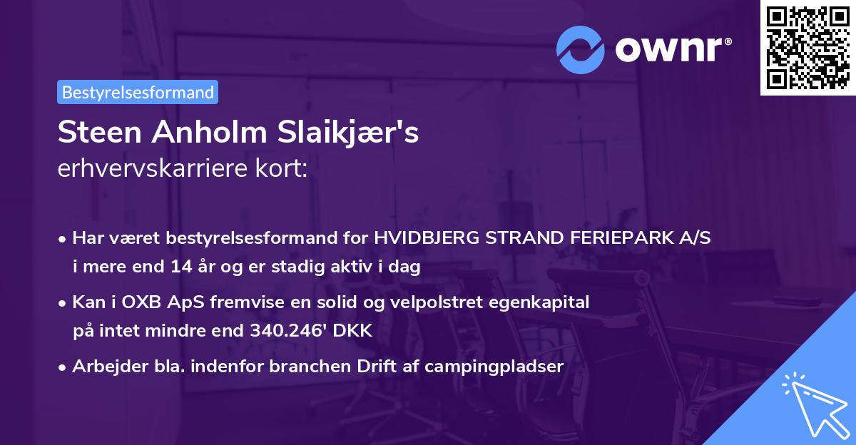 Steen Anholm Slaikjær's erhvervskarriere kort
