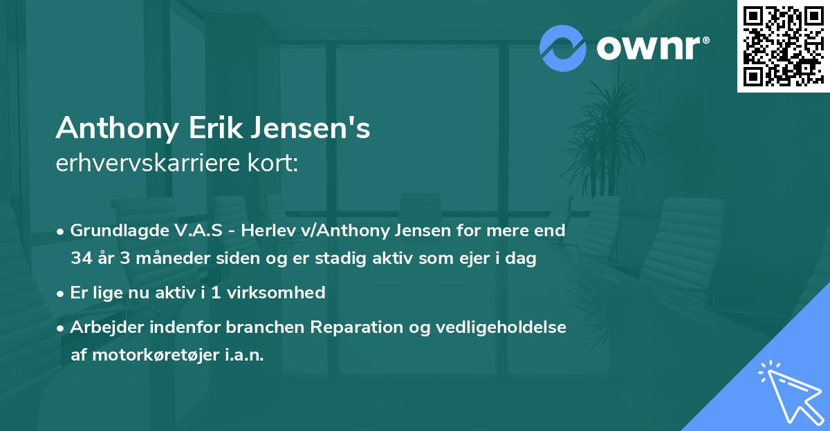 Anthony Erik Jensen's erhvervskarriere kort