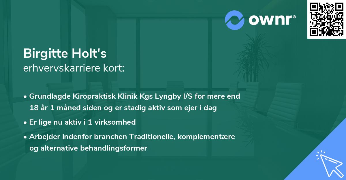 Birgitte Holt's erhvervskarriere kort