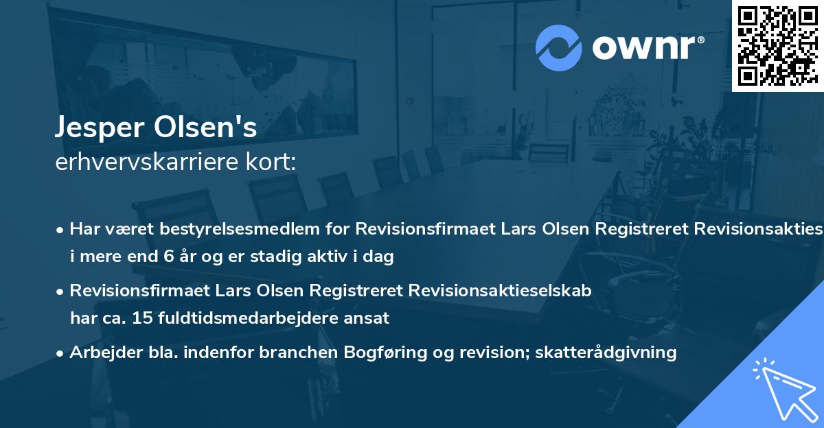 Jesper Olsen's erhvervskarriere kort