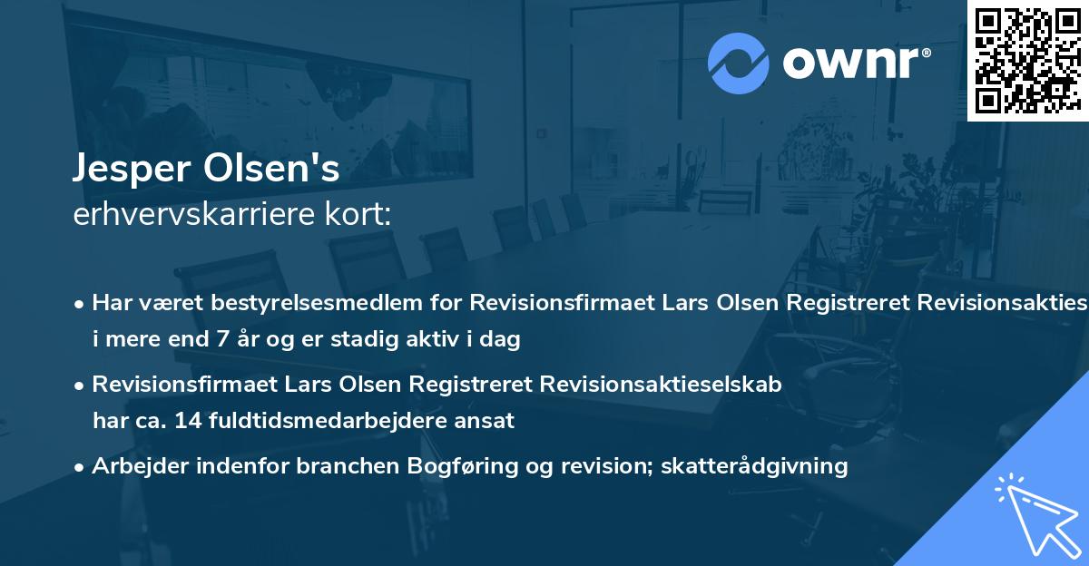 Jesper Olsen's erhvervskarriere kort