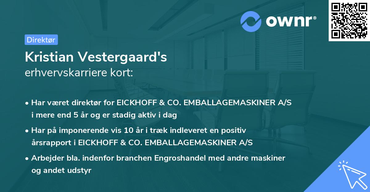 Kristian Vestergaard's erhvervskarriere kort