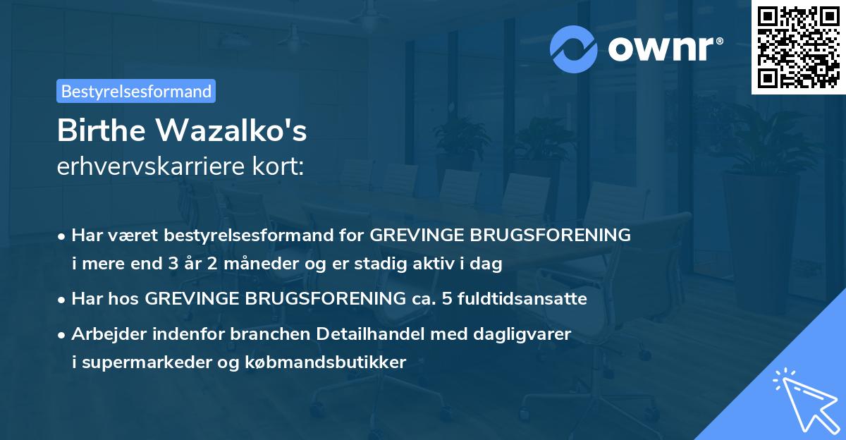Birthe Wazalko's erhvervskarriere kort
