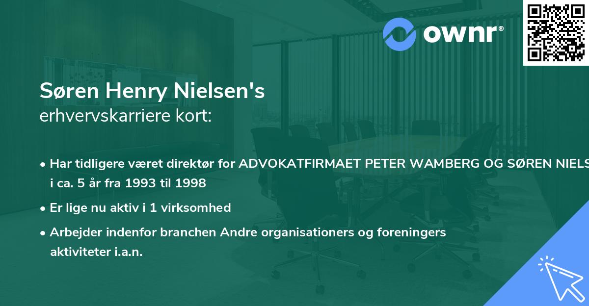 Søren Henry Nielsen's erhvervskarriere kort