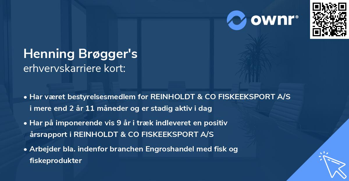 Henning Brøgger's erhvervskarriere kort