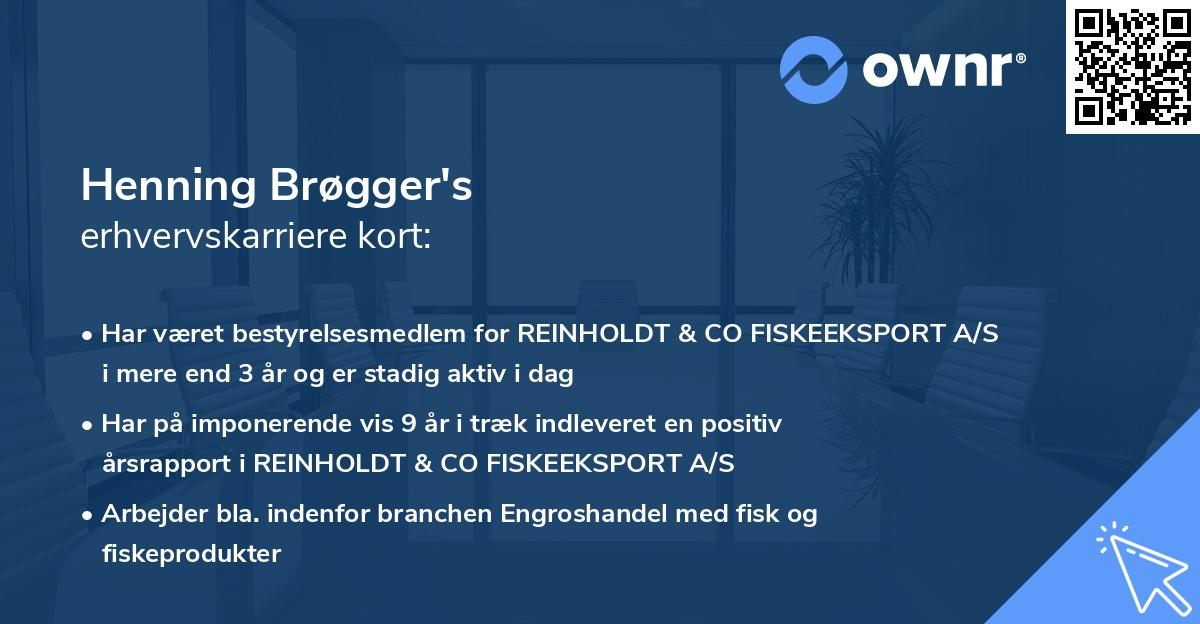 Henning Brøgger's erhvervskarriere kort