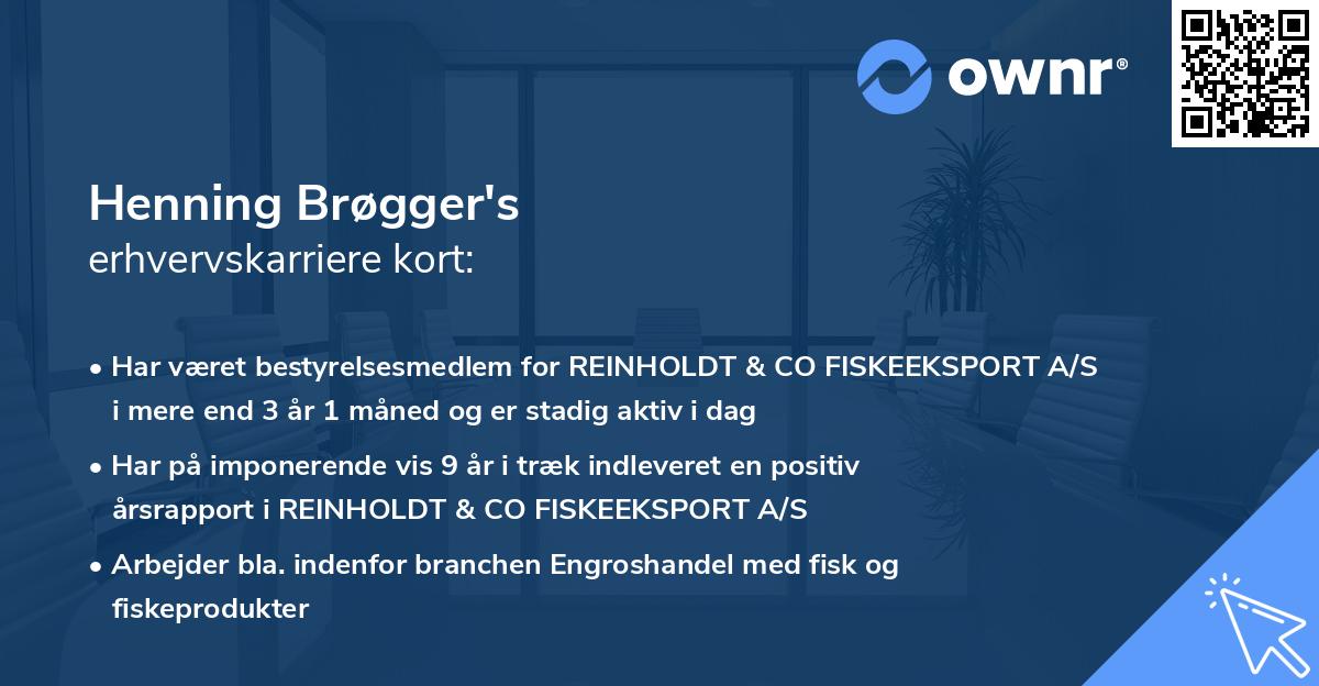 Henning Brøgger's erhvervskarriere kort