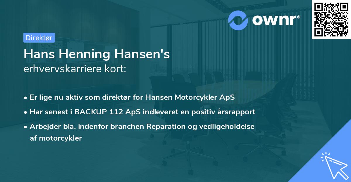 Hans Henning Hansen's erhvervskarriere kort