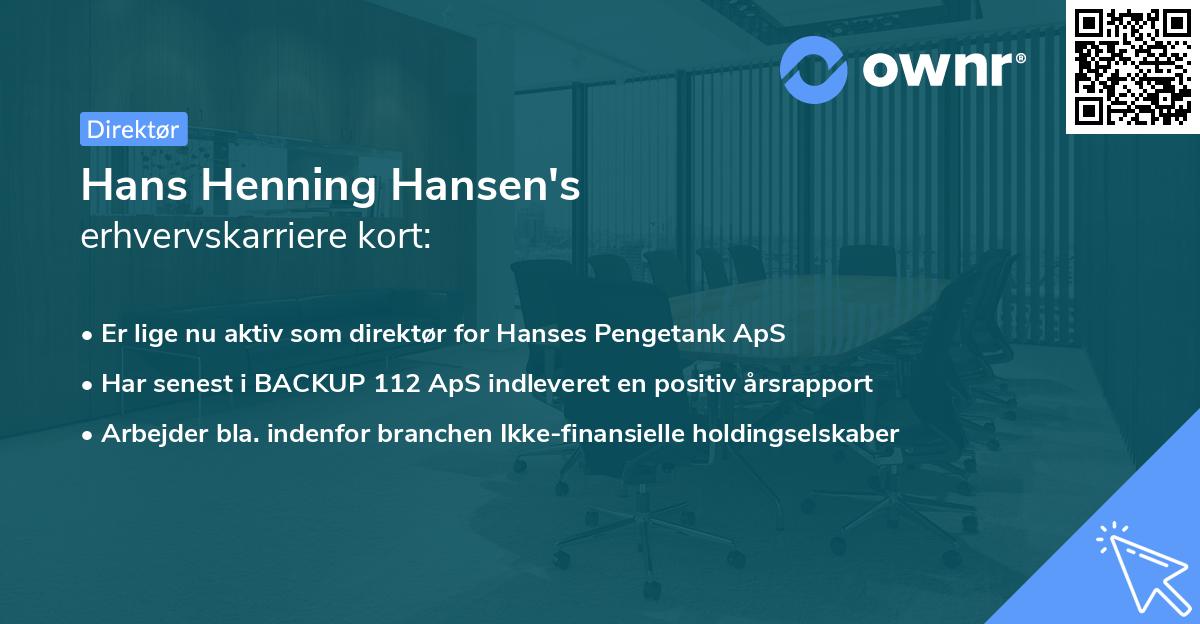 Hans Henning Hansen's erhvervskarriere kort