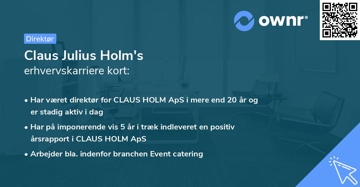 Claus Julius Holm's erhvervskarriere kort
