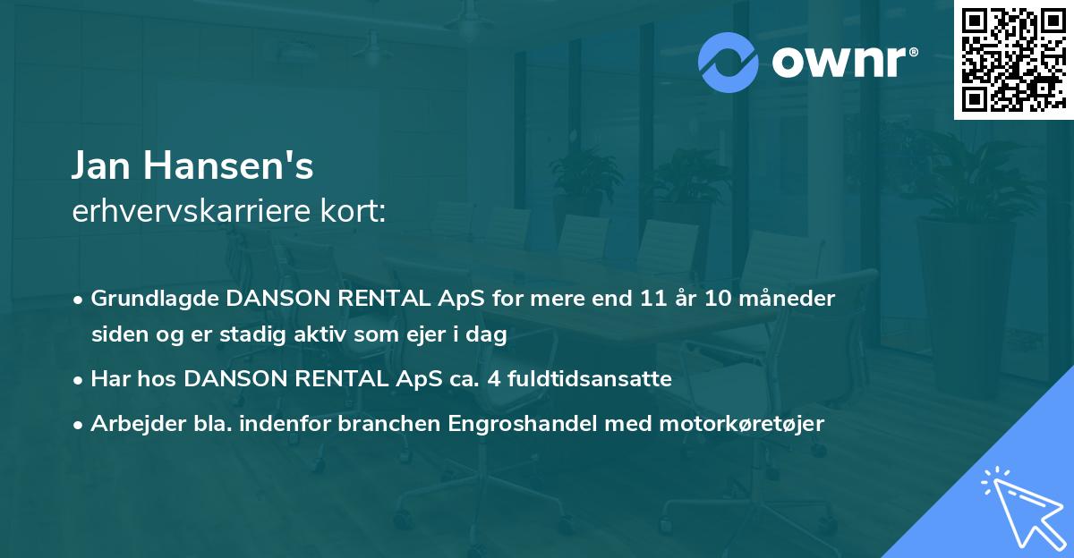 Jan Hansen's erhvervskarriere kort