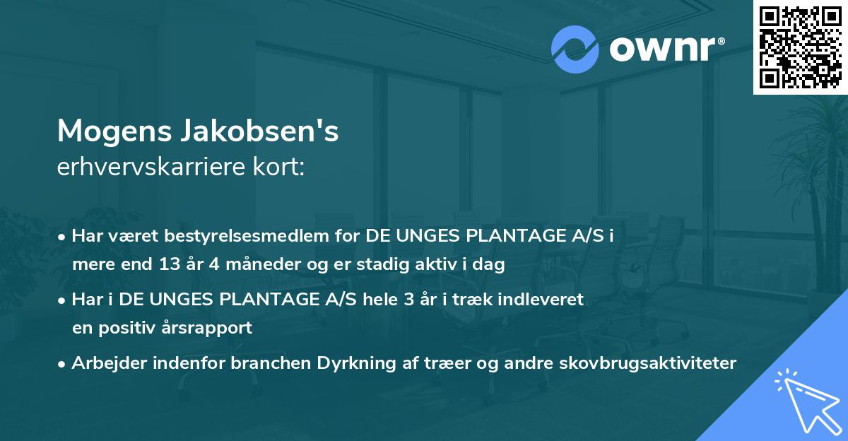 Mogens Jakobsen's erhvervskarriere kort
