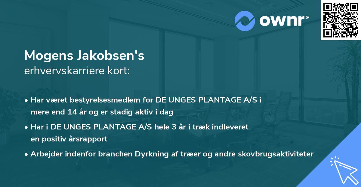 Mogens Jakobsen's erhvervskarriere kort