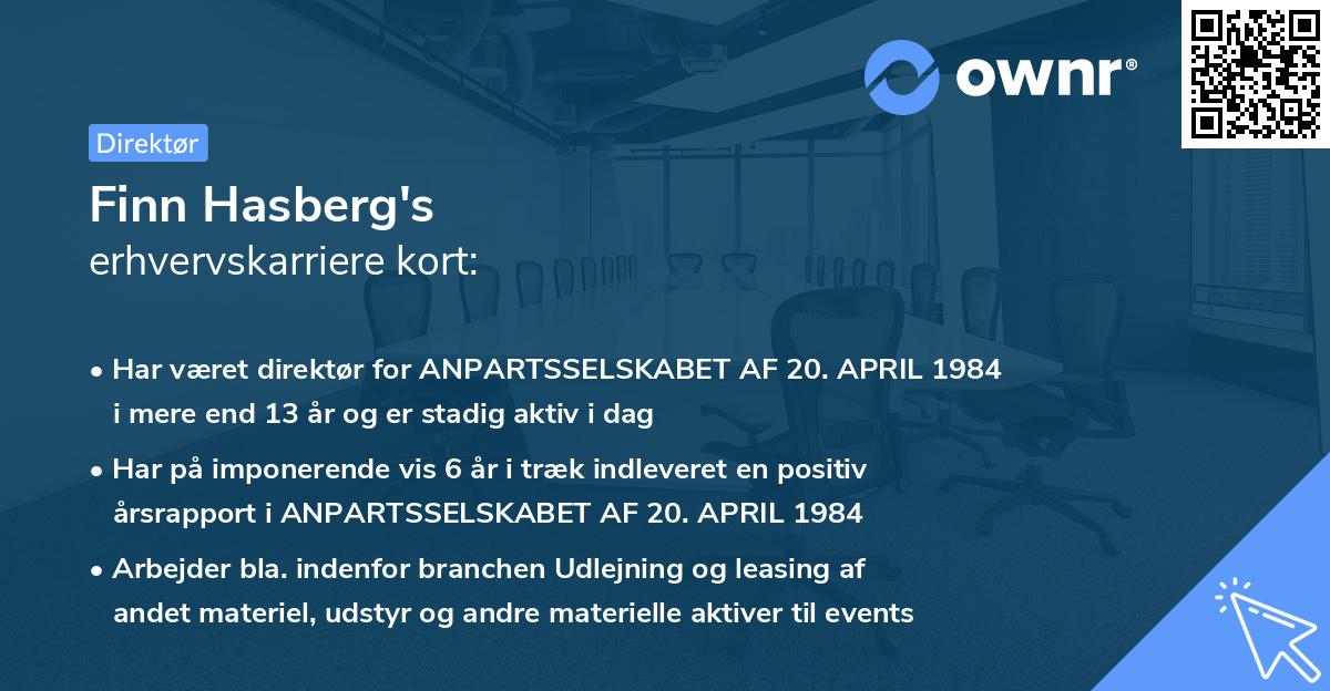 Finn Hasberg's erhvervskarriere kort