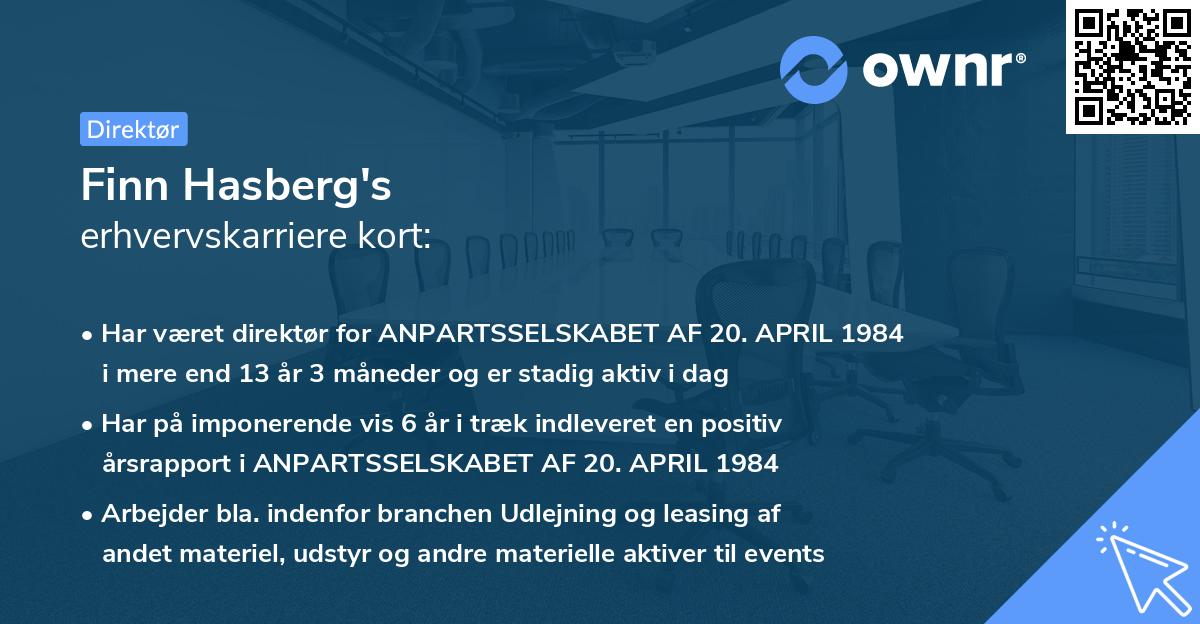 Finn Hasberg's erhvervskarriere kort