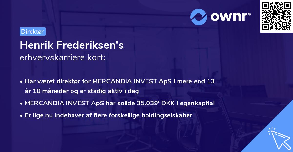 Henrik Frederiksen's erhvervskarriere kort