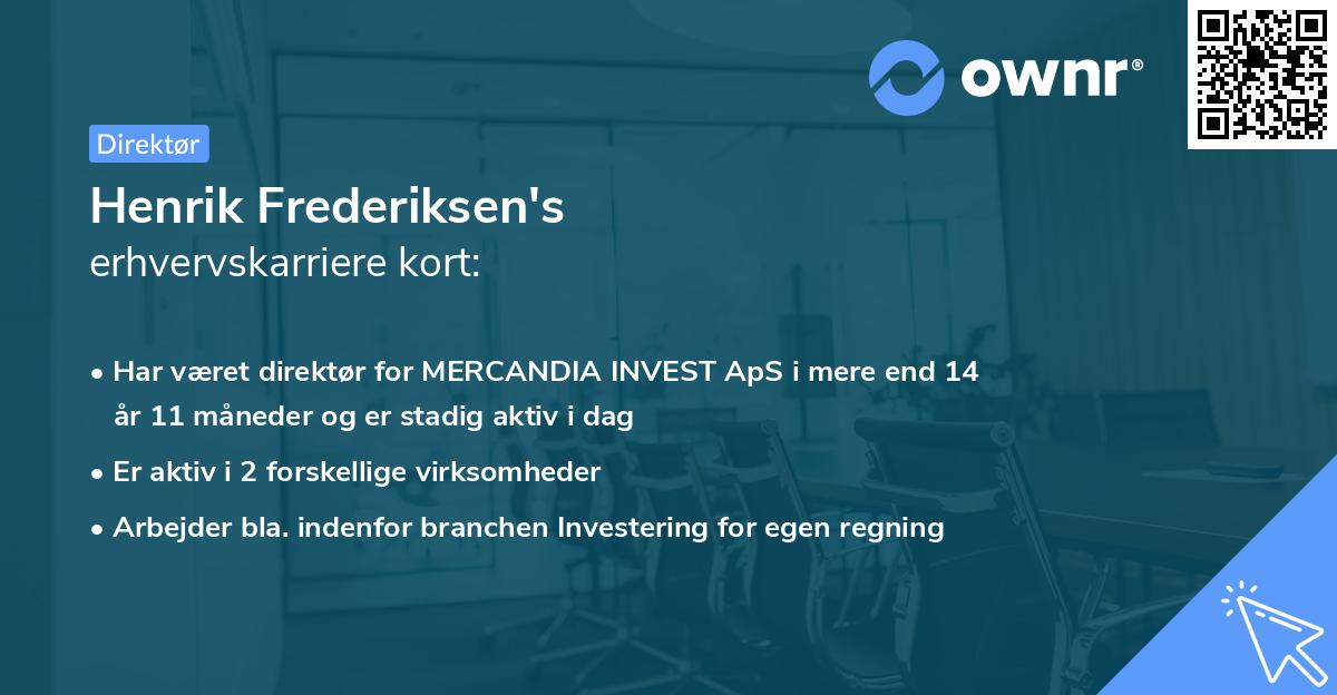 Henrik Frederiksen's erhvervskarriere kort