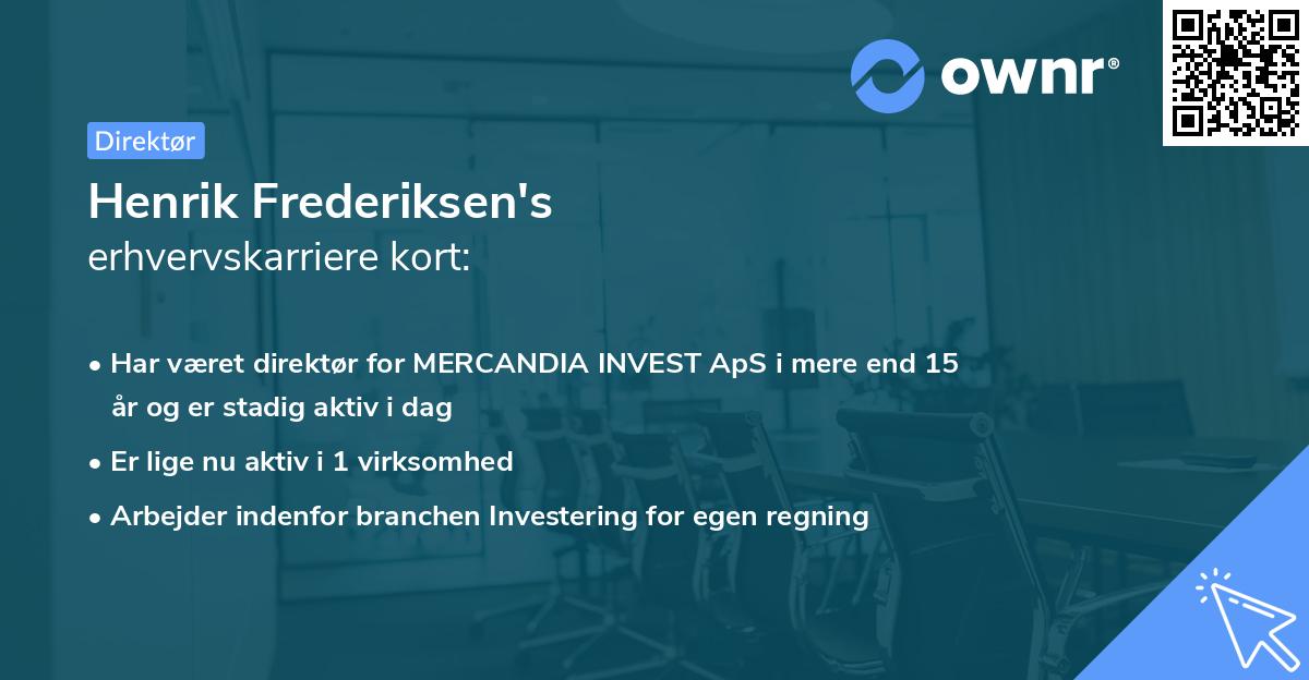 Henrik Frederiksen's erhvervskarriere kort