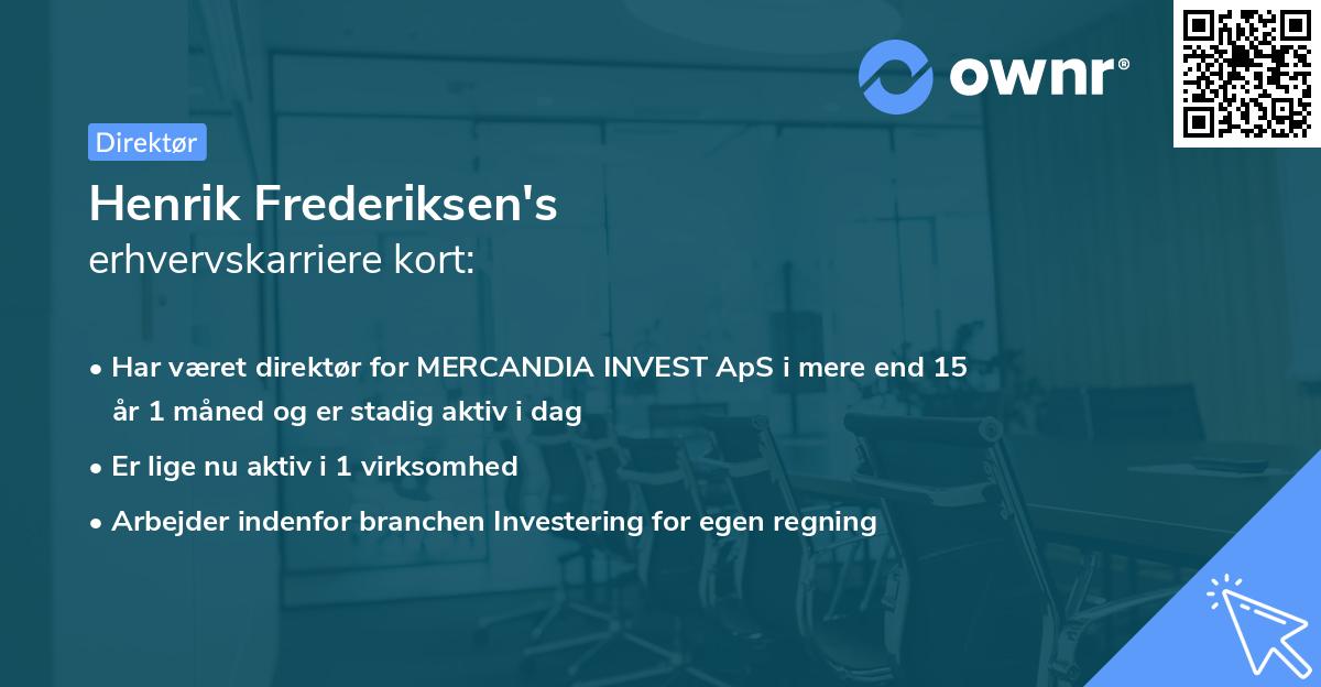 Henrik Frederiksen's erhvervskarriere kort