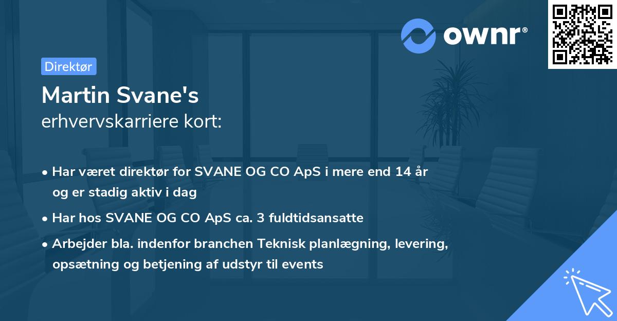 Martin Svane's erhvervskarriere kort
