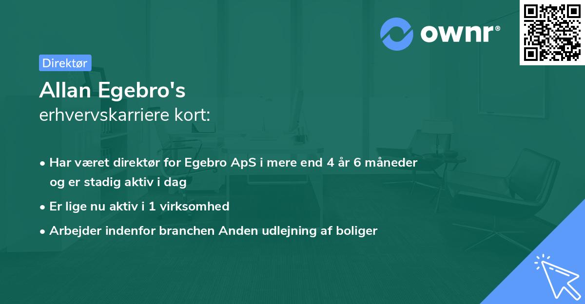 Allan Egebro's erhvervskarriere kort